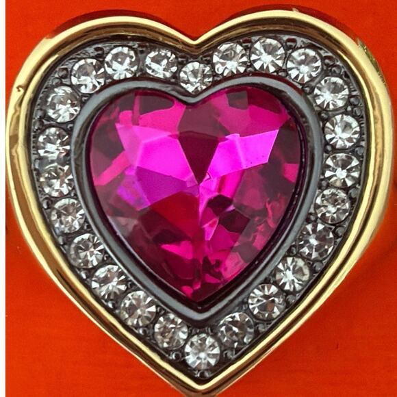Kurt Geiger London fuchsia color NWT Heart Halo Cocktail Ring KG ring box size 7 - Picture 4 of 10